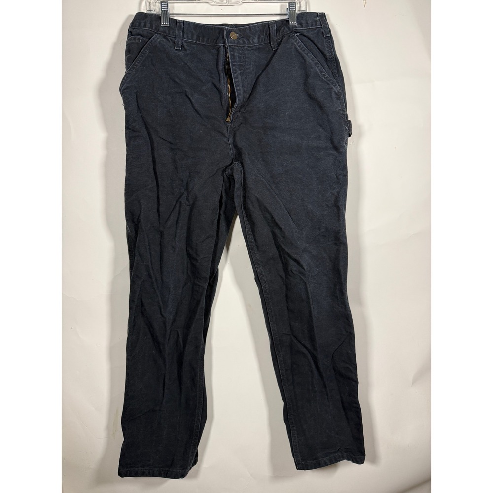 Carhartt B11 BLK Black Washed Duck Cotton Dungaree Fit Work Pants 36x32 Mens